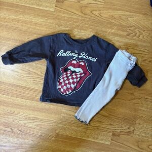 Zara kids Rolling Stones Graphic long sleeve Tee and pants set size 18-24 months